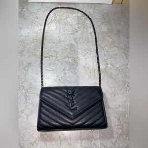 Yves Saint Laurent Black Chevron Crossbody Bag